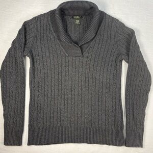 Eddie Bauer Women’s Angora Rabbit Blend Cable Cowl Neck Sweater Gray Size Medium